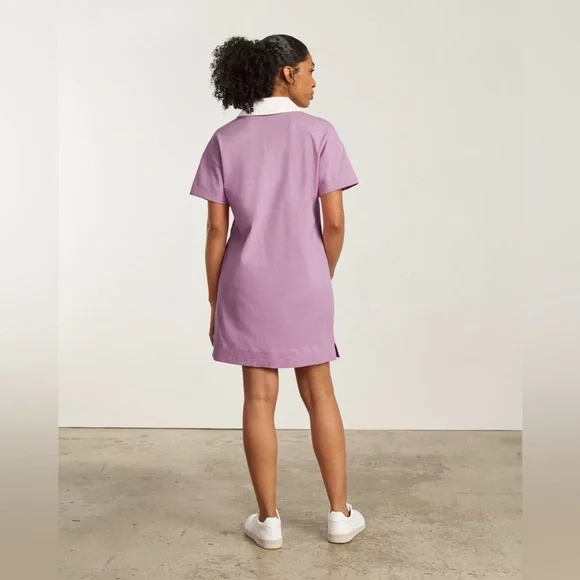 EVERLANE The Organic Cotton Polo Dress Mauve and White Size XS NWT - Picture 3 of 6